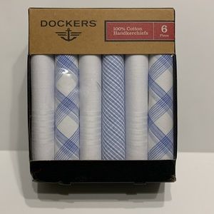 Docker’s Men’s Cotton Blue & White Handkerchiefs 6 Pack